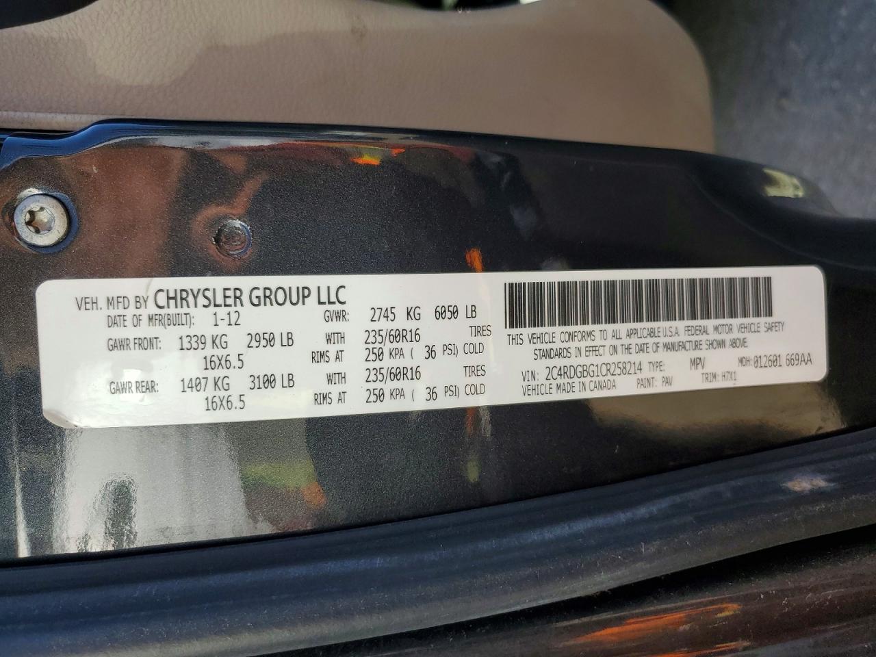 2012 Dodge Grand Caravan Se Серый vin: 2C4RDGBG1CR258214