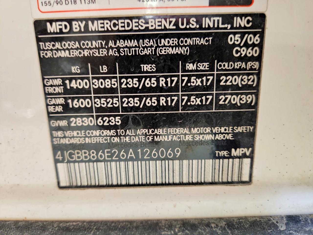 2006 Mercedes-benz Ml 350 White vin: 4JGBB86E26A126069