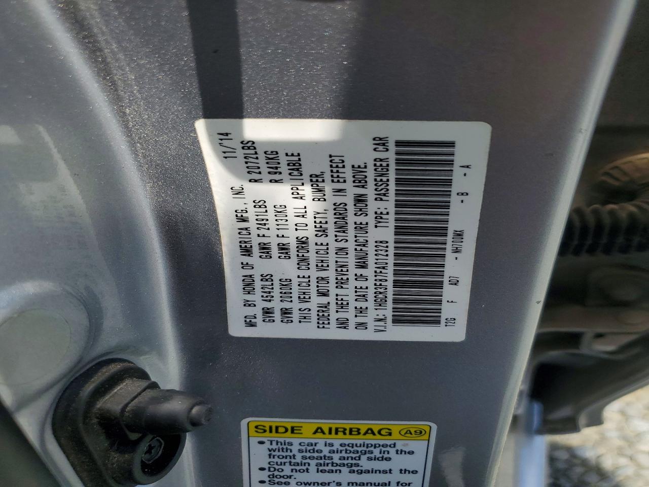 2015 Honda Accord Exl Silver vin: 1HGCR3F87FA012328