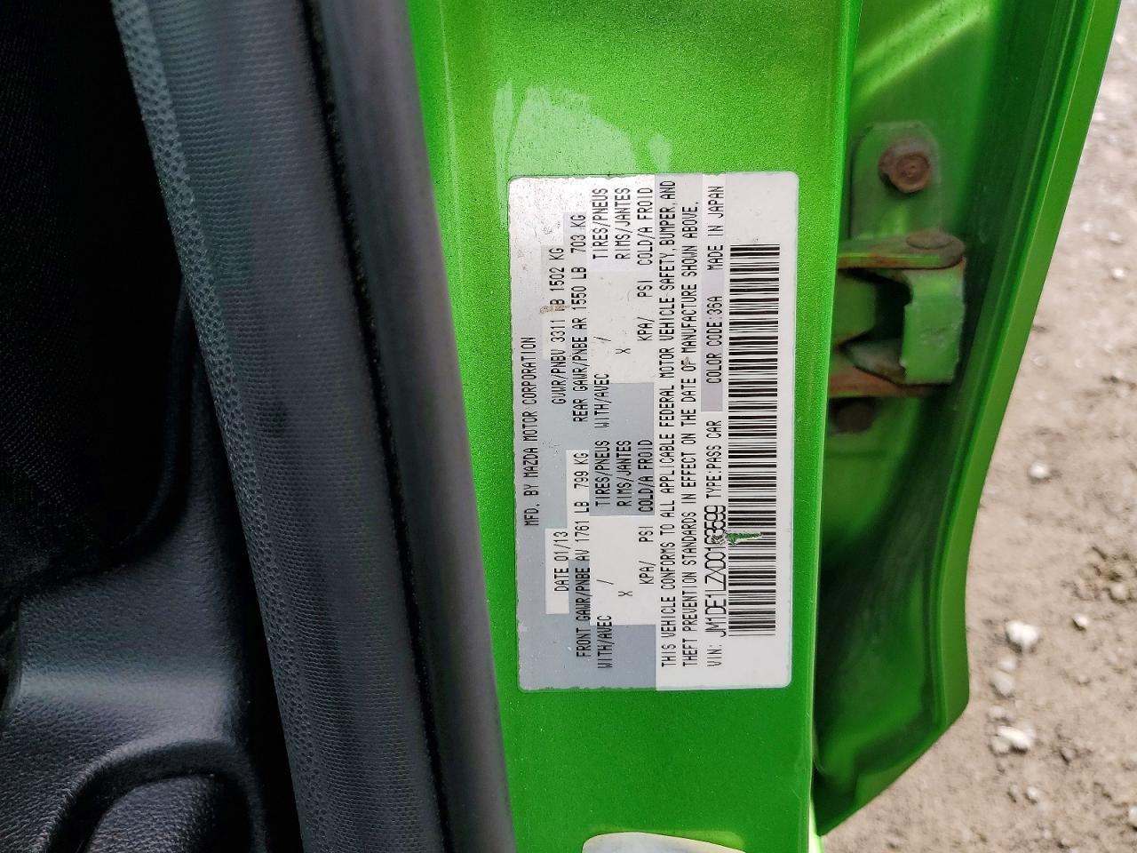 2013 Mazda Mazda2 Green vin: JM1DE1LZXD0163599
