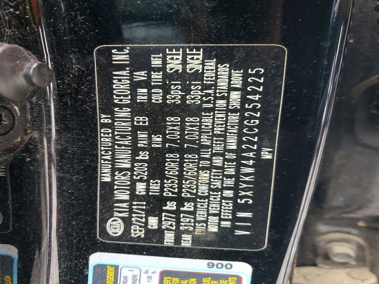 2012 Kia Sorento Sx Черный vin: 5XYKW4A22CG254225