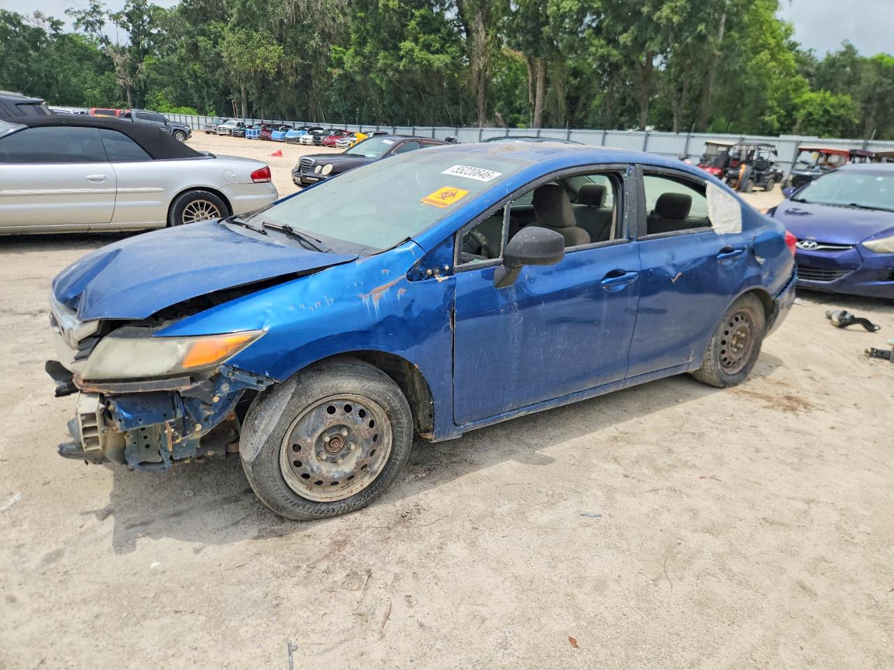 2012 Honda Civic Lx Blue vin: 2HGFB2F50CH585912