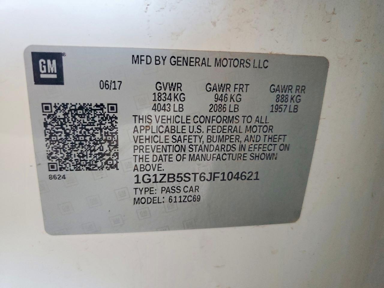 2018 Chevrolet Malibu Ls Белый vin: 1G1ZB5ST6JF104621
