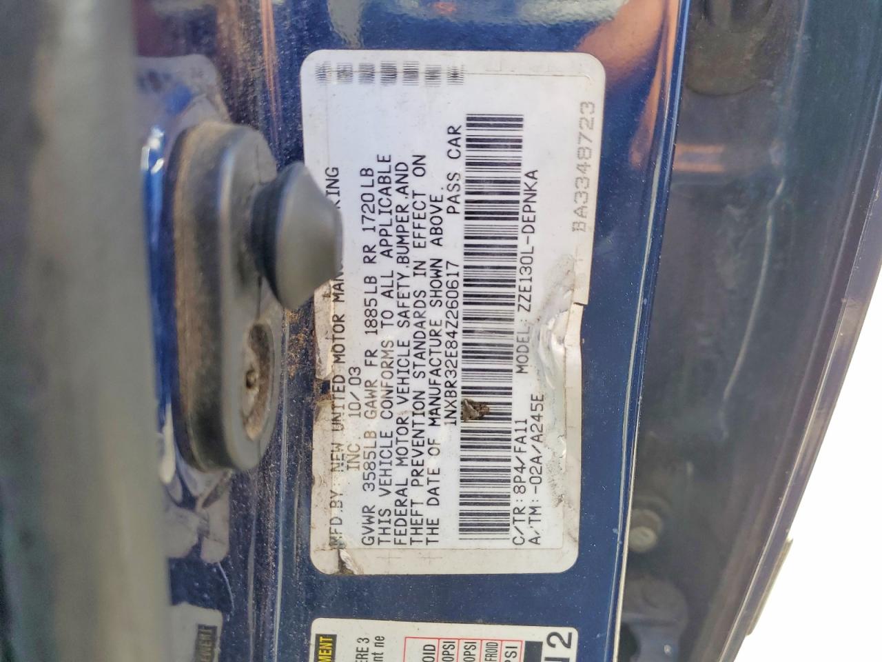 2004 Toyota Corolla Le Blue vin: 1NXBR32E84Z260617