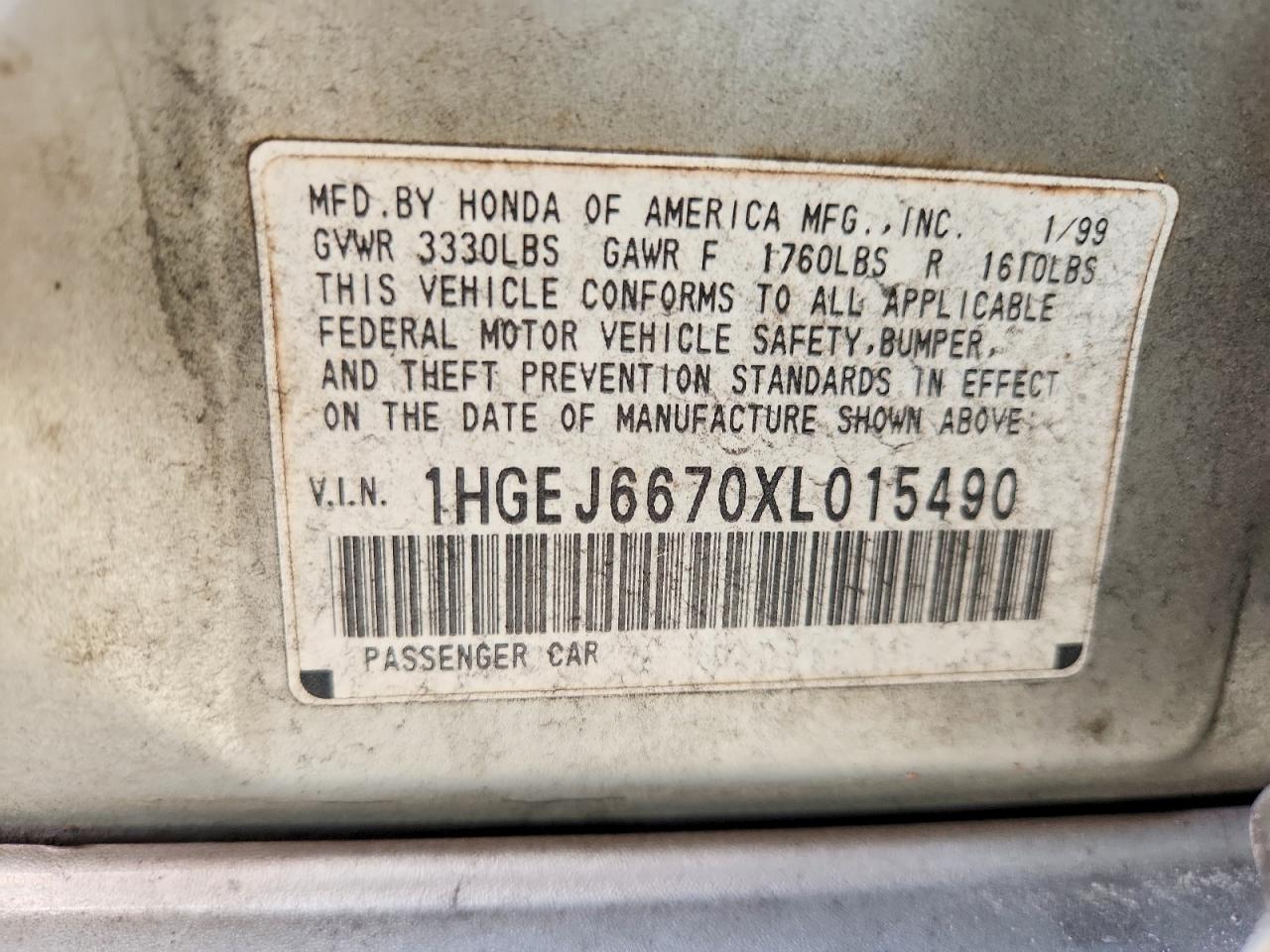 1999 Honda Civic Lx Silver vin: 1HGEJ6670XL015490