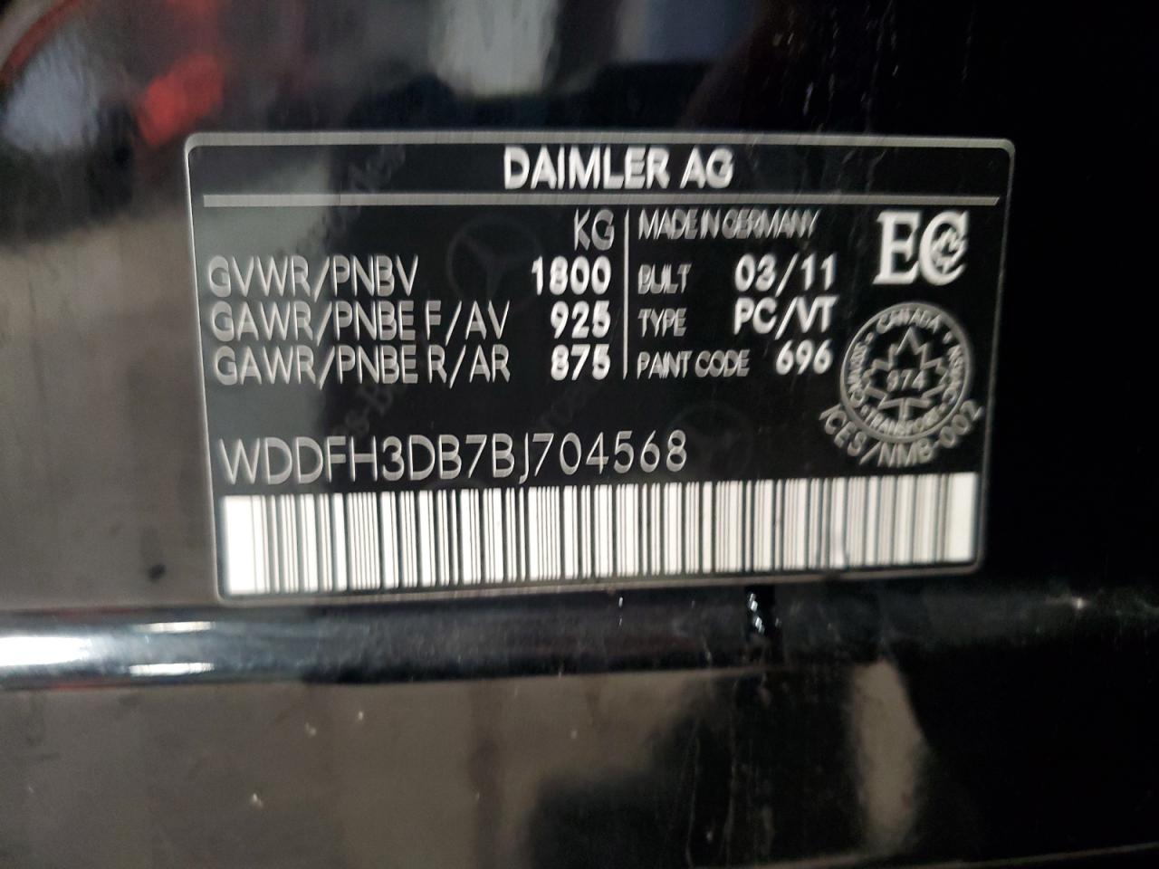 2011 Mercedes-benz B200 Black vin: WDDFH3DB7BJ704568