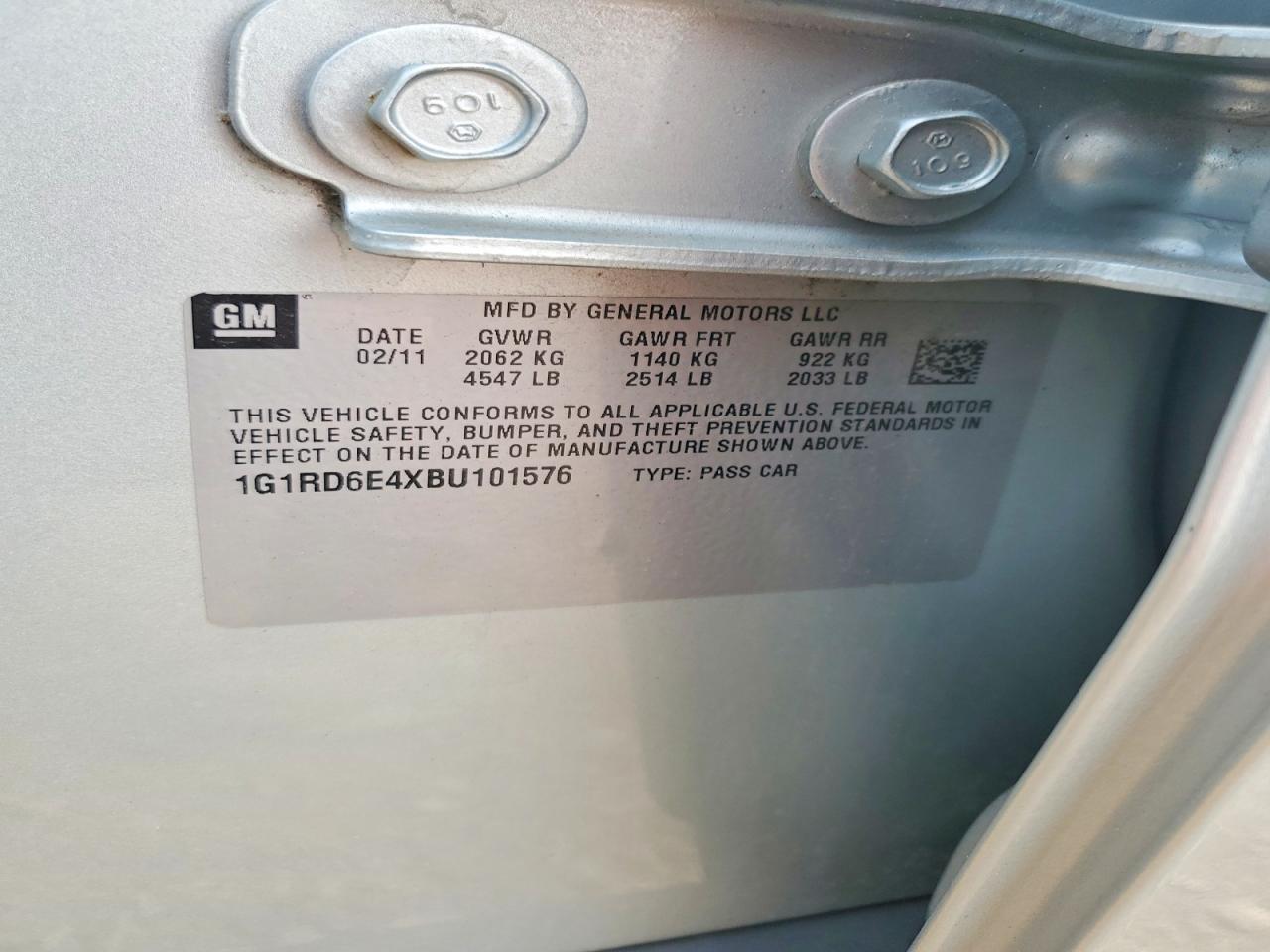 2011 Chevrolet Volt Silver vin: 1G1RD6E4XBU101576