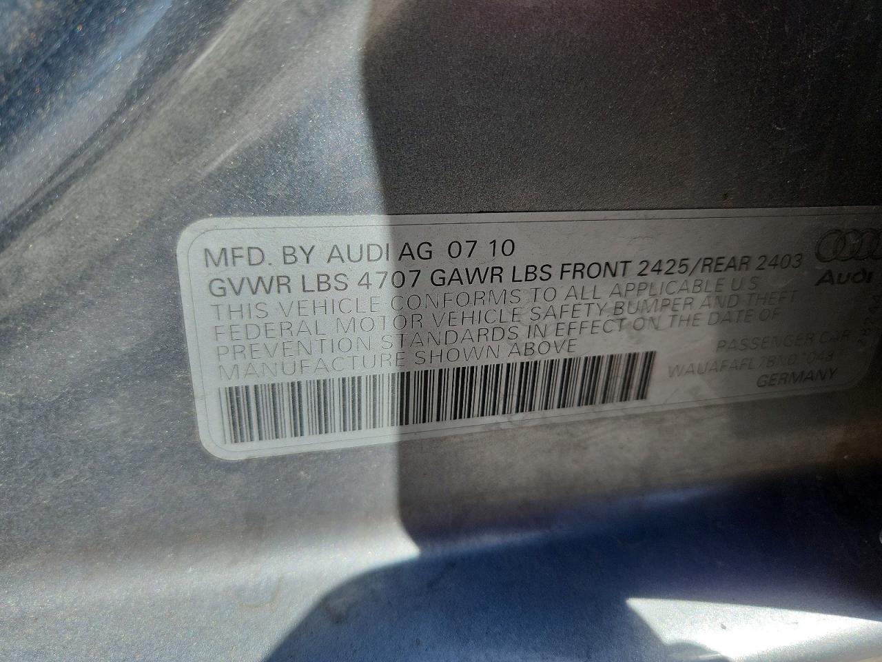 2011 Audi A4 Premium Gray vin: WAUAFAFL7BN010487