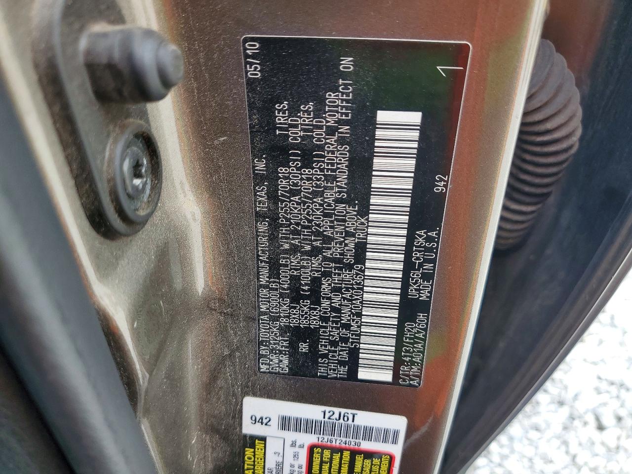 2010 Toyota Tundra Double Cab Sr5 Brown vin: 5TFUM5F10AX013679