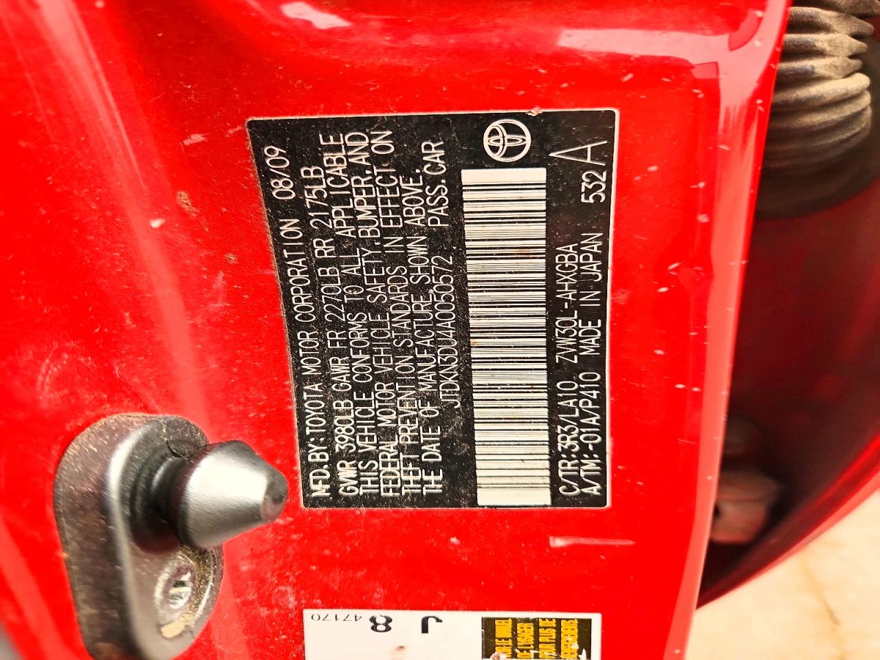 2010 Toyota Prius Iv Red vin: JTDKN3DU4A0050572