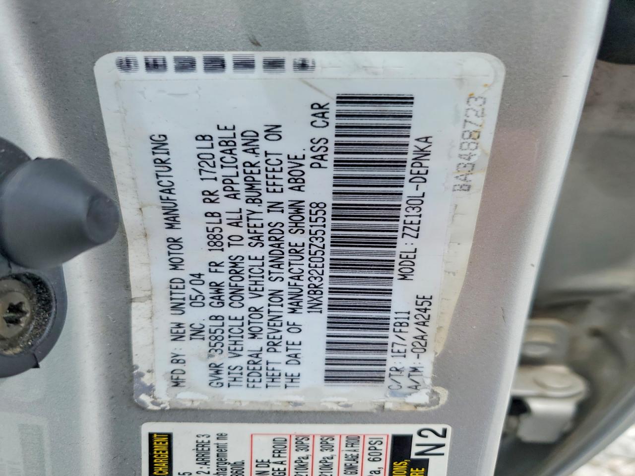 2005 Toyota Corolla Le Серебряный vin: 1NXBR32E05Z351558