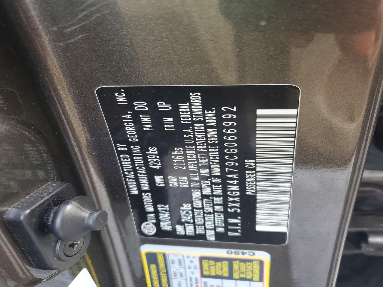 2012 Kia Optima Lx Серый vin: 5XXGM4A79CG066992
