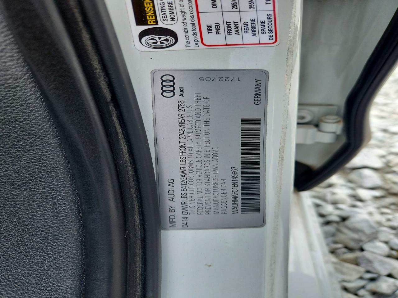 2014 Audi A6 Prestige White vin: WAUHMAFC1EN149667