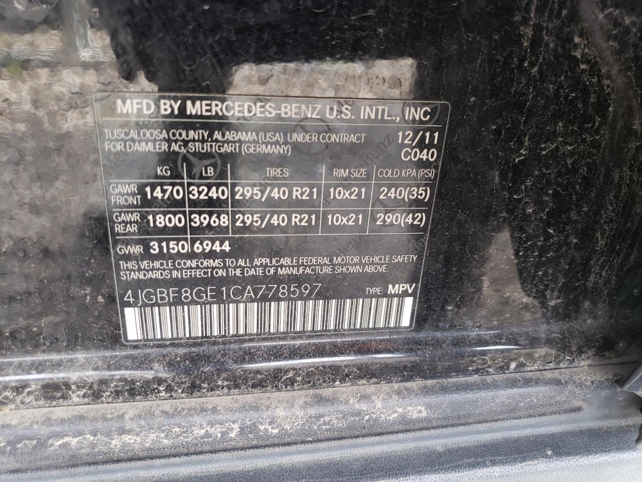 2012 Mercedes-benz Gl 550 4matic Черный vin: 4JGBF8GE1CA778597