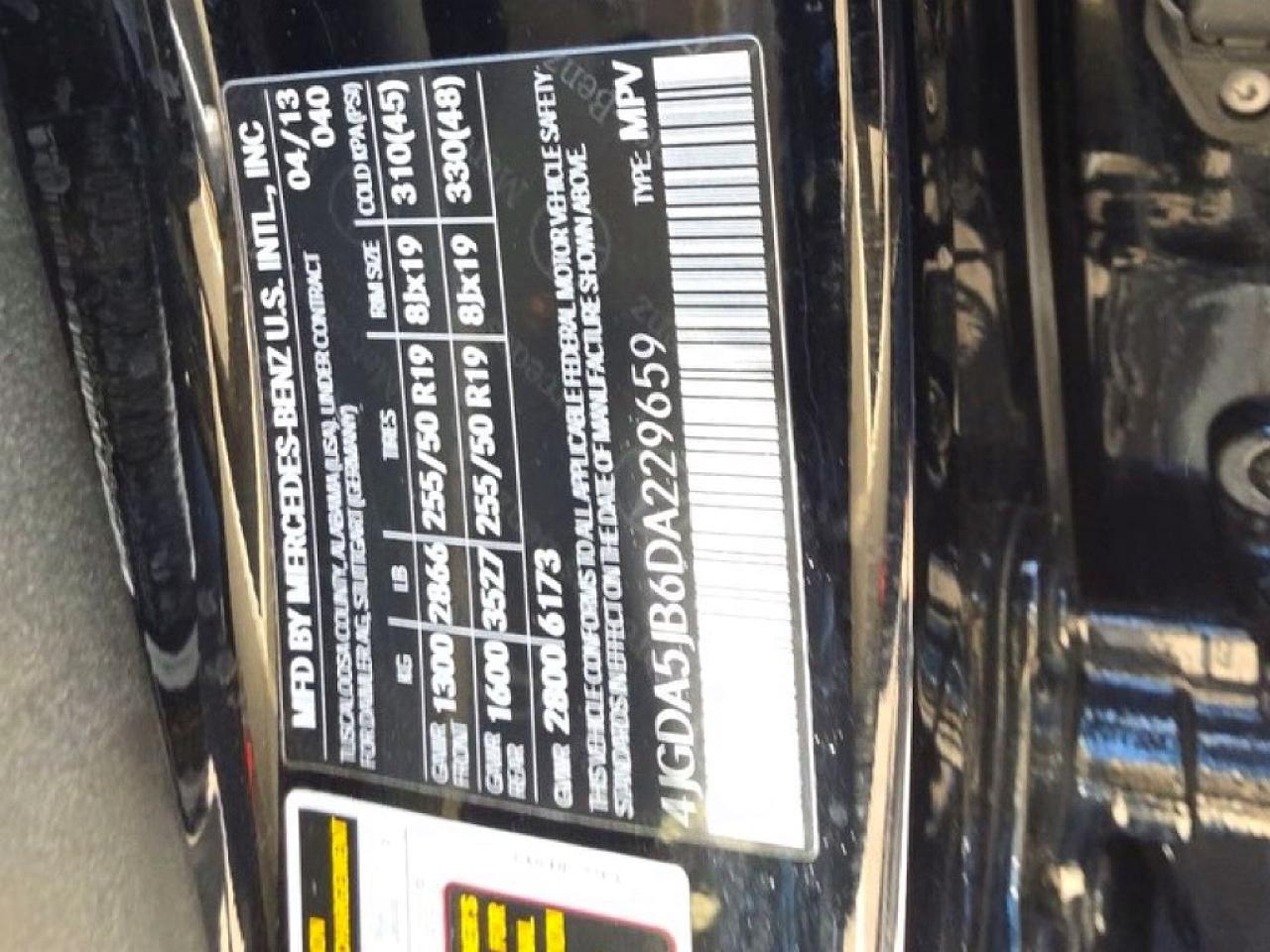 2013 Mercedes-benz Ml 350 Black vin: 4JGDA5JB6DA229659