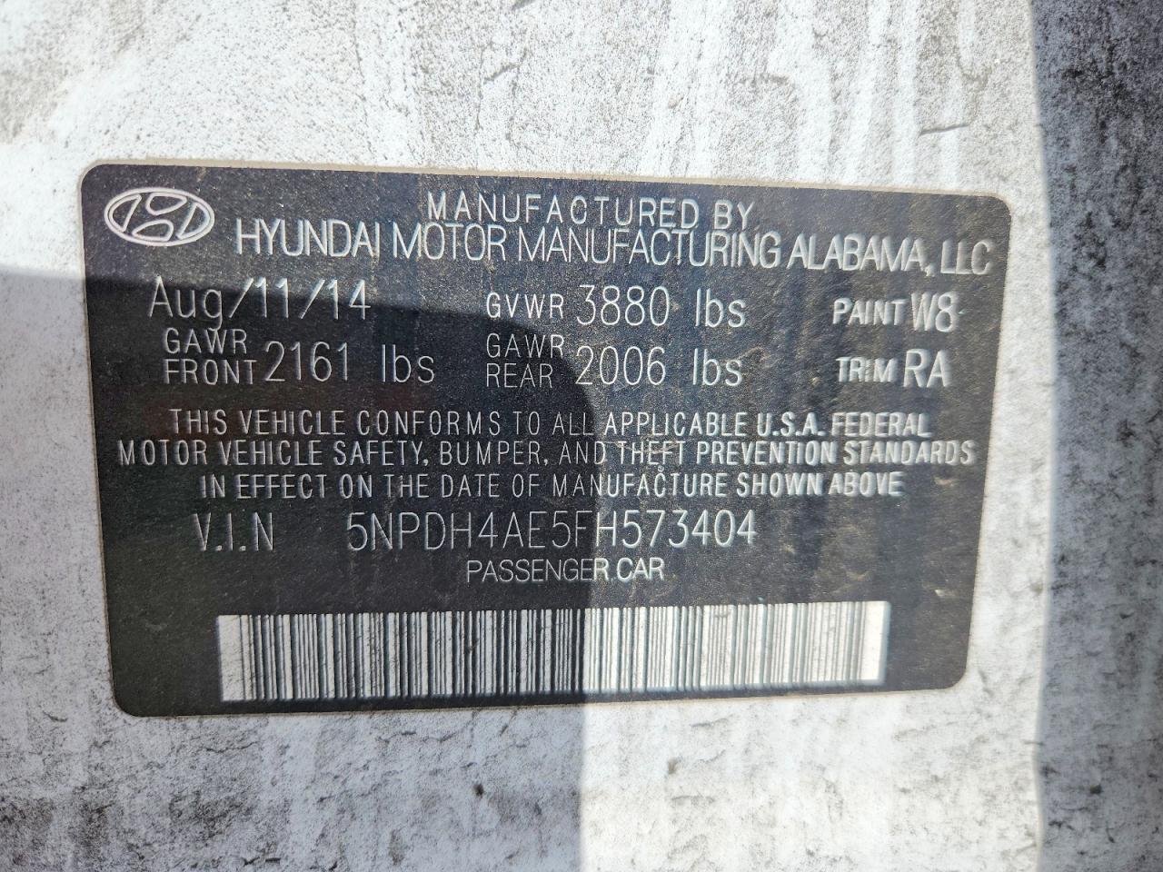 2015 Hyundai Elantra Se Белый vin: 5NPDH4AE5FH573404
