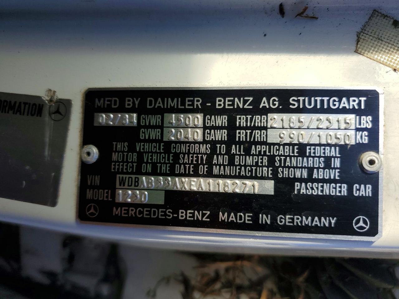 1984 Mercedes-benz 300 Dt White vin: WDBAB33AXEA118271