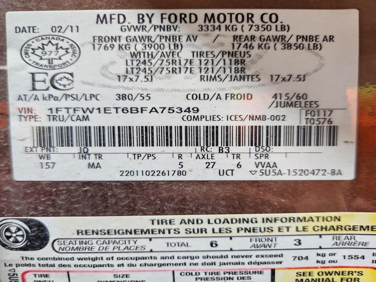 2011 Ford F150 Supercrew Brown vin: 1FTFW1ET6BFA75349