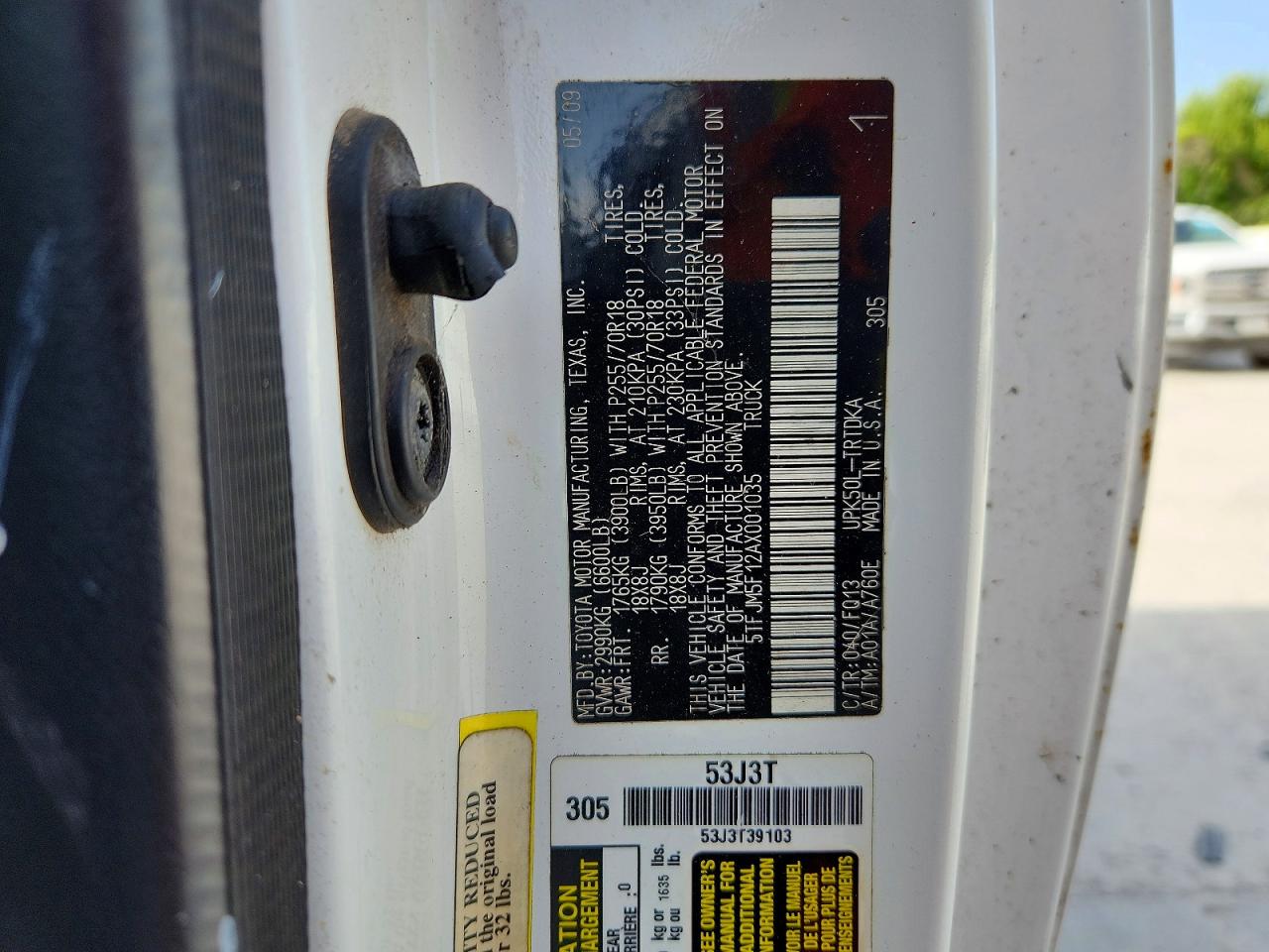 2010 Toyota Tundra Grade White vin: 5TFJM5F12AX001035