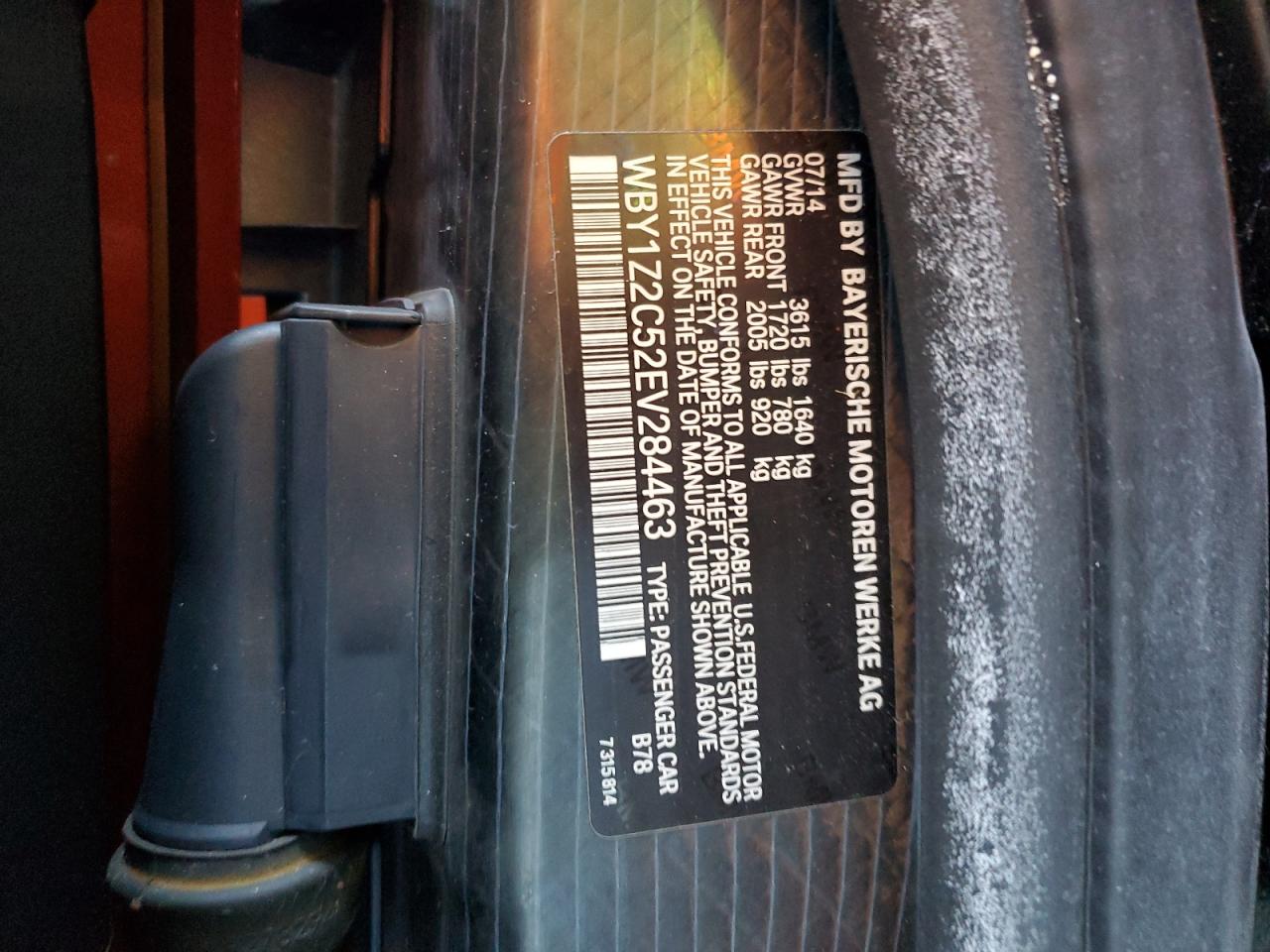 2014 Bmw I3 Bev Orange vin: WBY1Z2C52EV284463