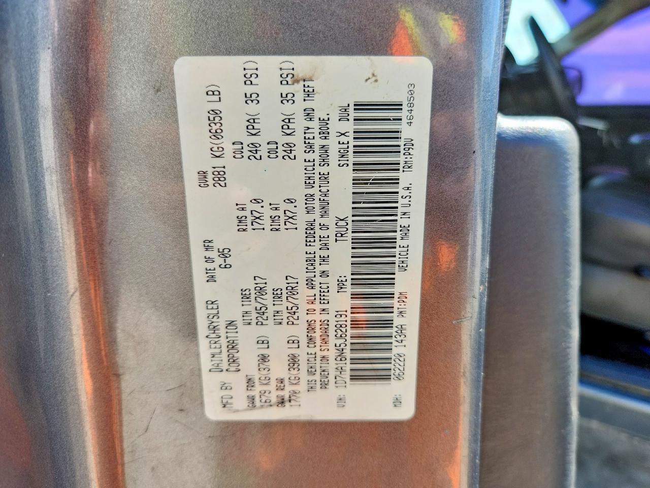 2005 Dodge Ram 1500 St Серый vin: 1D7HA16N45J628191