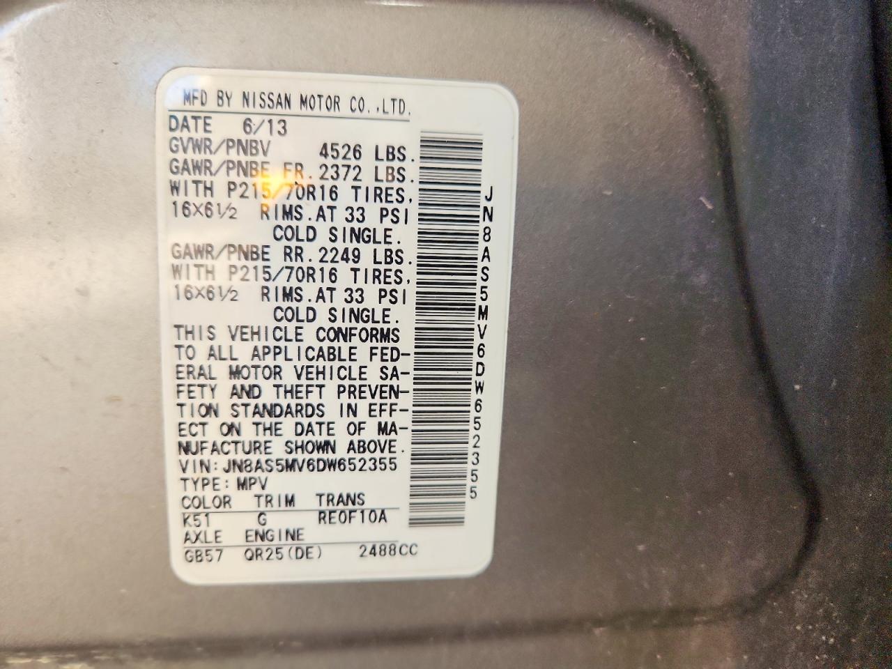 2013 Nissan Rogue S Gray vin: JN8AS5MV6DW652355