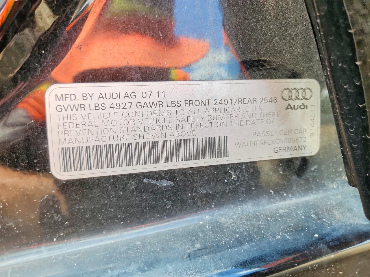 2012 Audi A4 Premium Черный vin: WAUBFAFLXCN005872