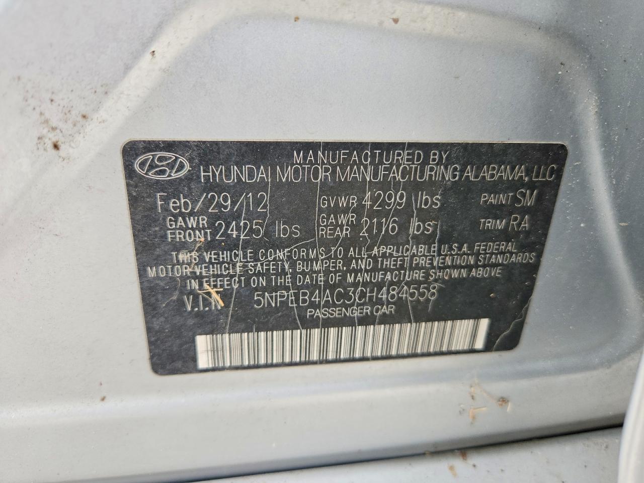 2012 Hyundai Sonata Gls Серебряный vin: 5NPEB4AC3CH484558