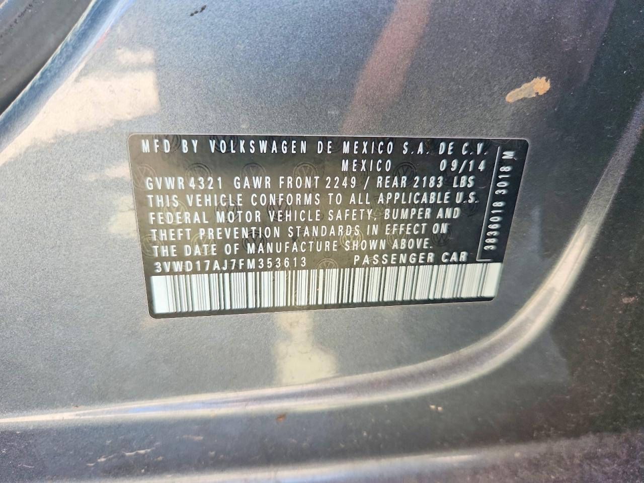 2015 Volkswagen Jetta Se Gray vin: 3VWD17AJ7FM353613