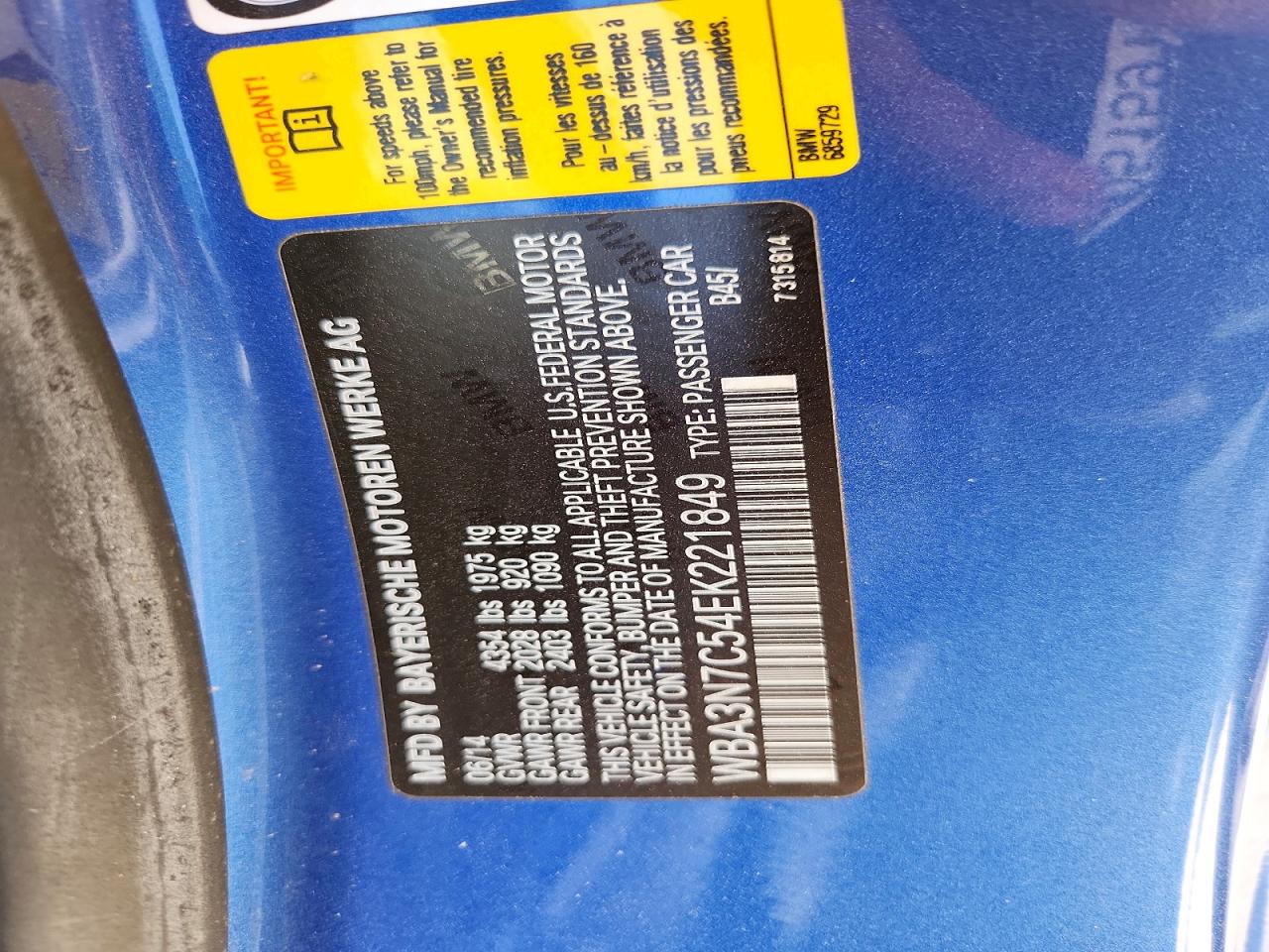 2014 Bmw 428 I Синий vin: WBA3N7C54EK221849
