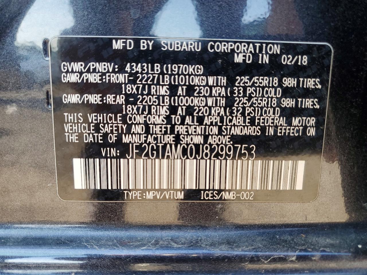2018 Subaru Crosstrek Limited Charcoal vin: JF2GTAMC0J8299753