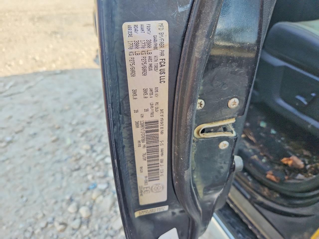2015 Ram 1500 Laramie Black vin: 1C6RR7VT1FS707864
