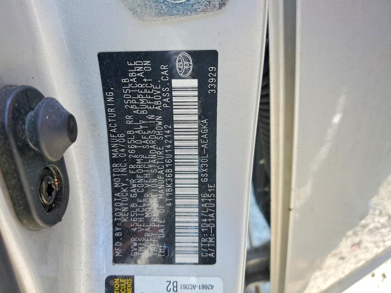 2006 Toyota Avalon Xls Silver vin: 4T1BK36B16U142142
