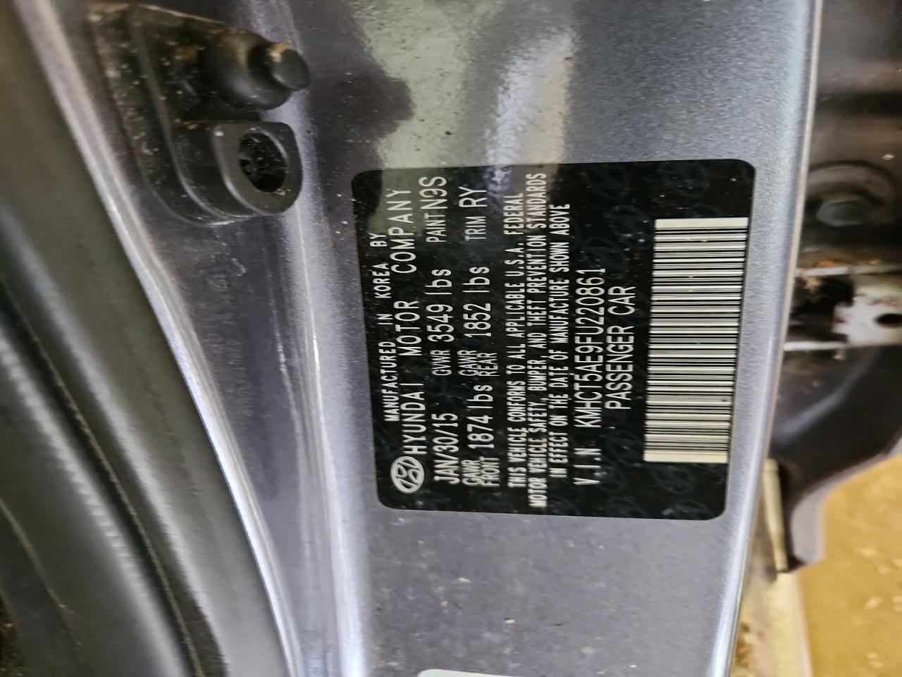 2015 Hyundai Accent Gs Gray vin: KMHCT5AE9FU220861