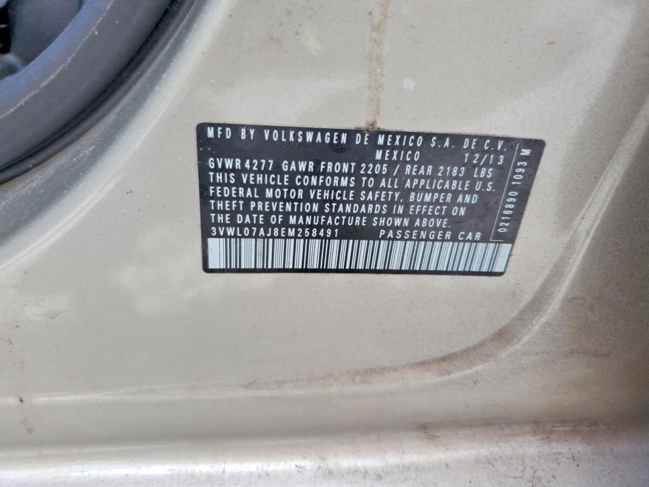 2014 Volkswagen Jetta Sel Cream vin: 3VWL07AJ8EM258491