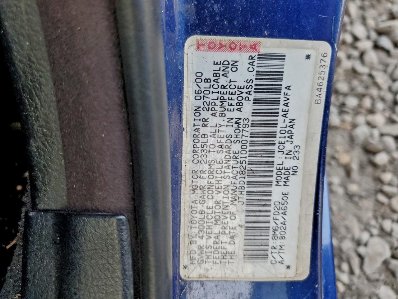 2001 Lexus Is 300 Blue vin: JTHBD182510007793