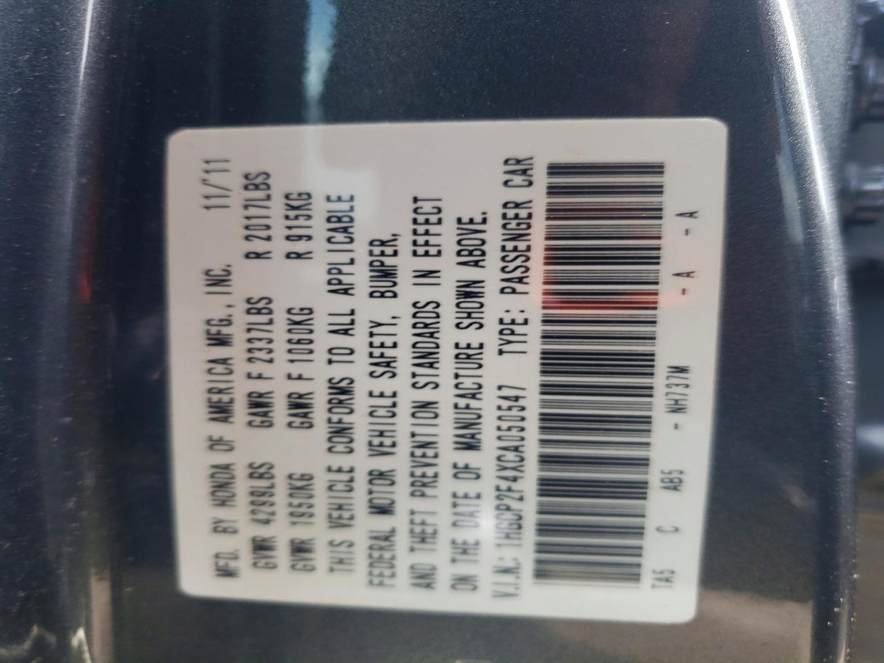 2012 Honda Accord Lxp Gray vin: 1HGCP2F4XCA050547