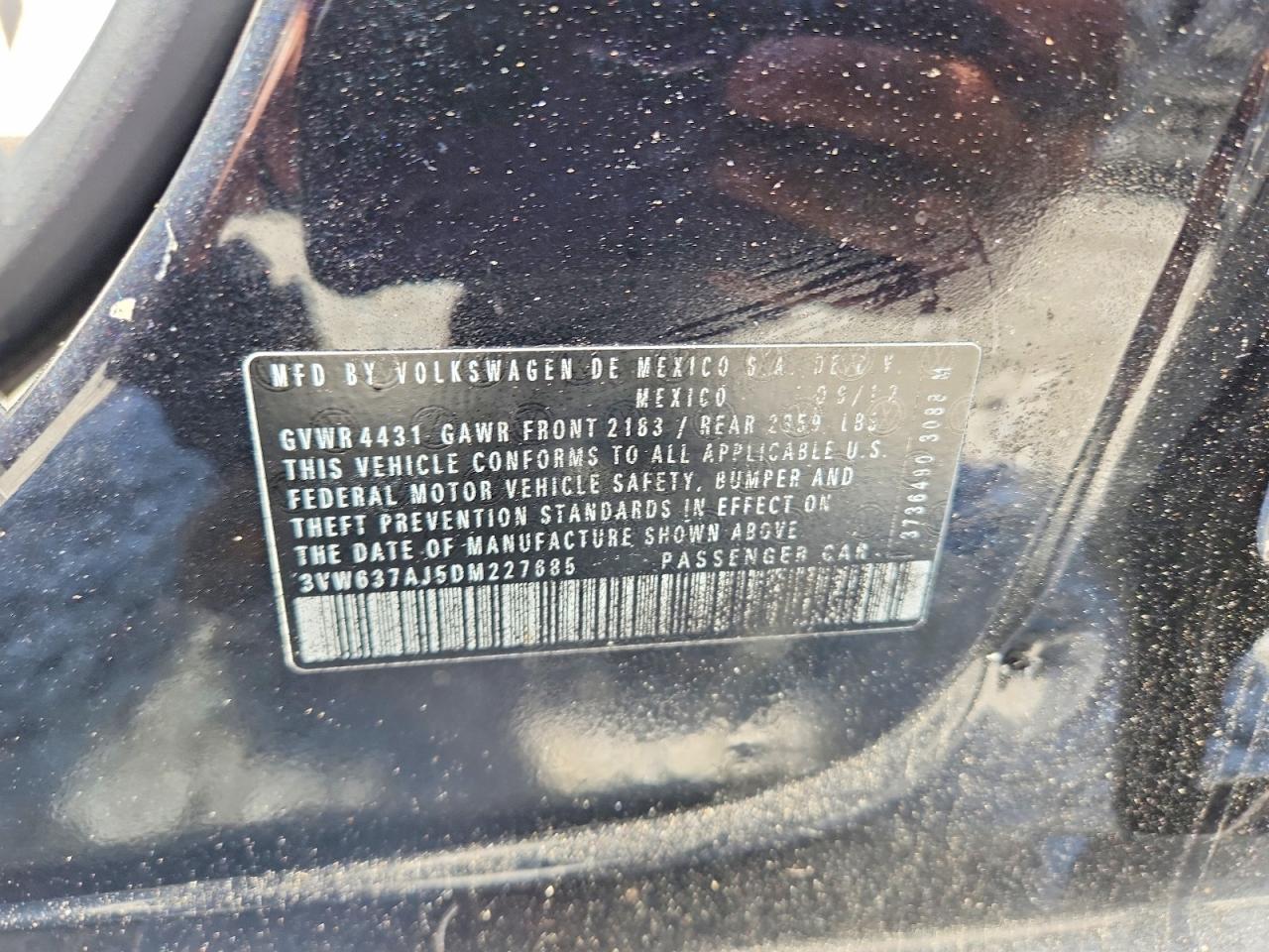 2013 Volkswagen Jetta Hybrid Black vin: 3VW637AJ5DM227685