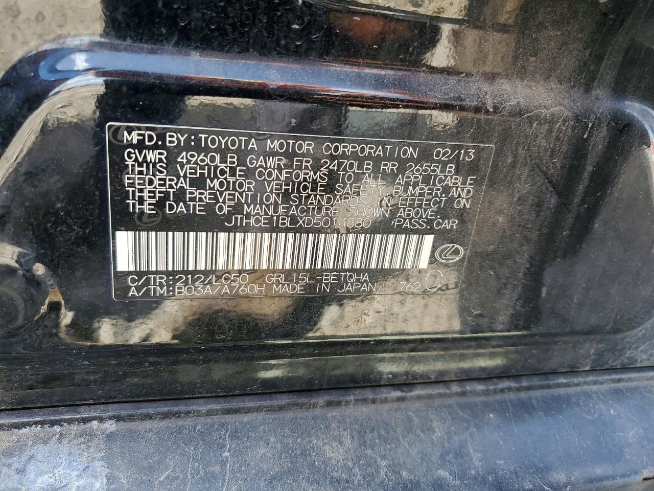 2013 Lexus Gs 350 Black vin: JTHCE1BLXD5014880