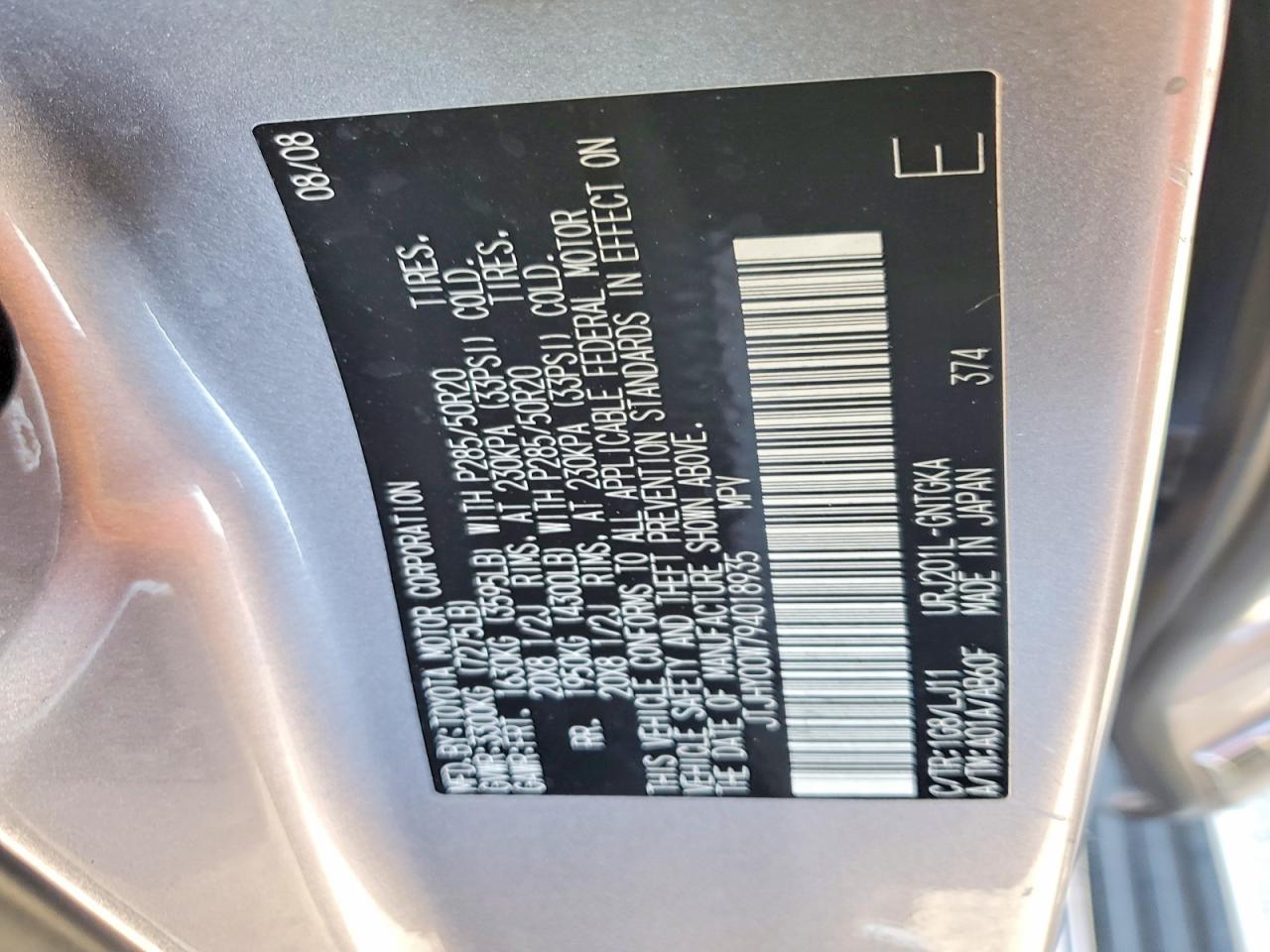 2009 Lexus Lx 570 Silver vin: JTJHY00W794018935