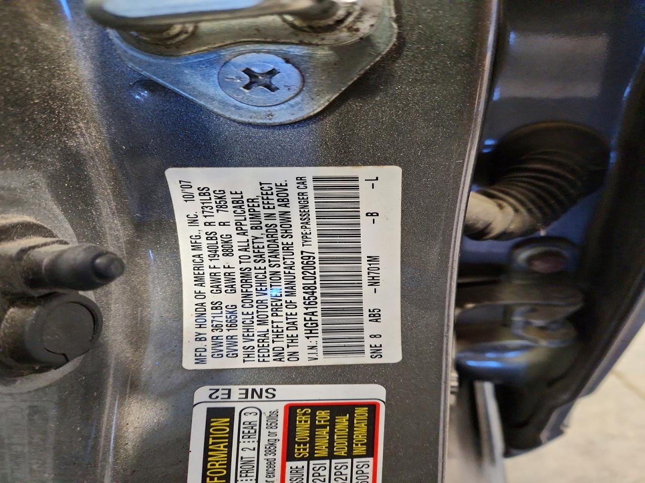 2008 Honda Civic Lx Gray vin: 1HGFA16548L020697