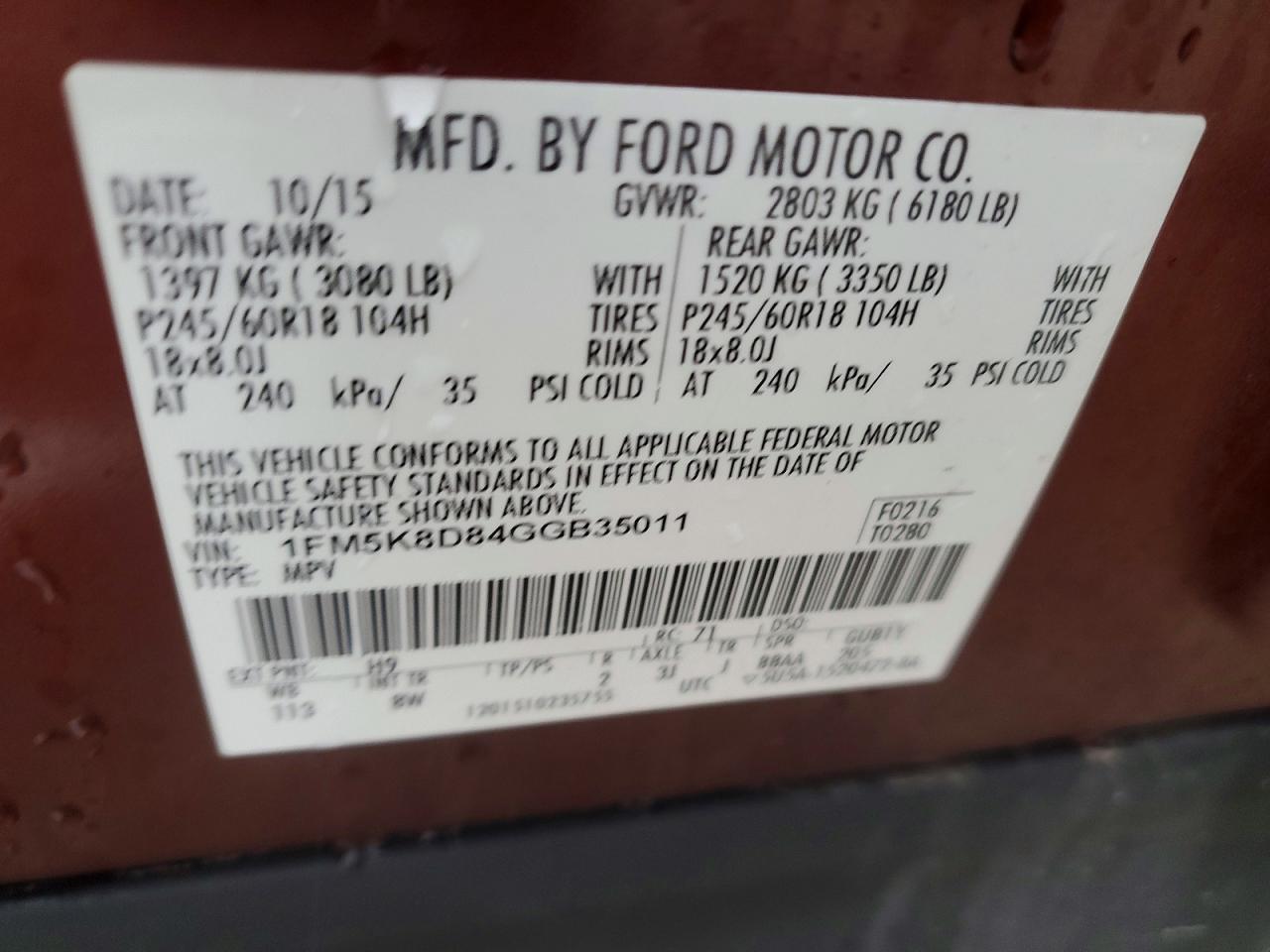 2016 Ford Explorer Xlt Maroon vin: 1FM5K8D84GGB35011