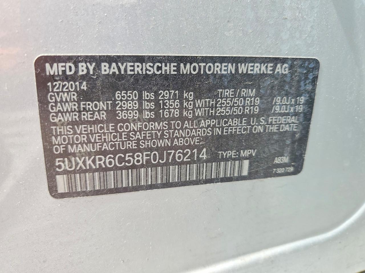 2015 Bmw X5 Xdrive50i Silver vin: 5UXKR6C58F0J76214