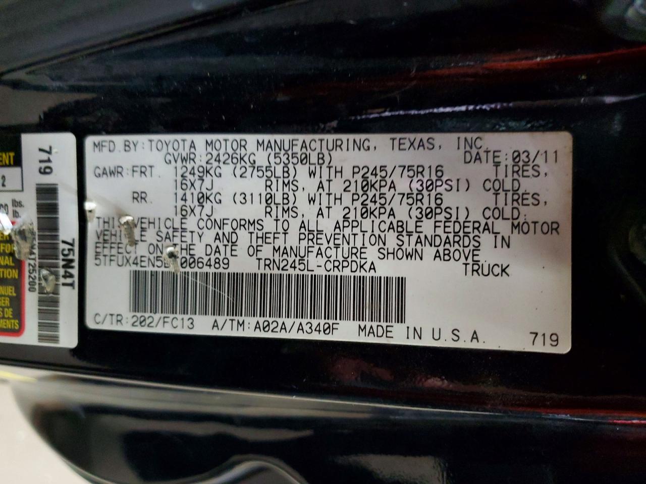 2011 Toyota Tacoma Access Cab Black vin: 5TFUX4EN5BX006489