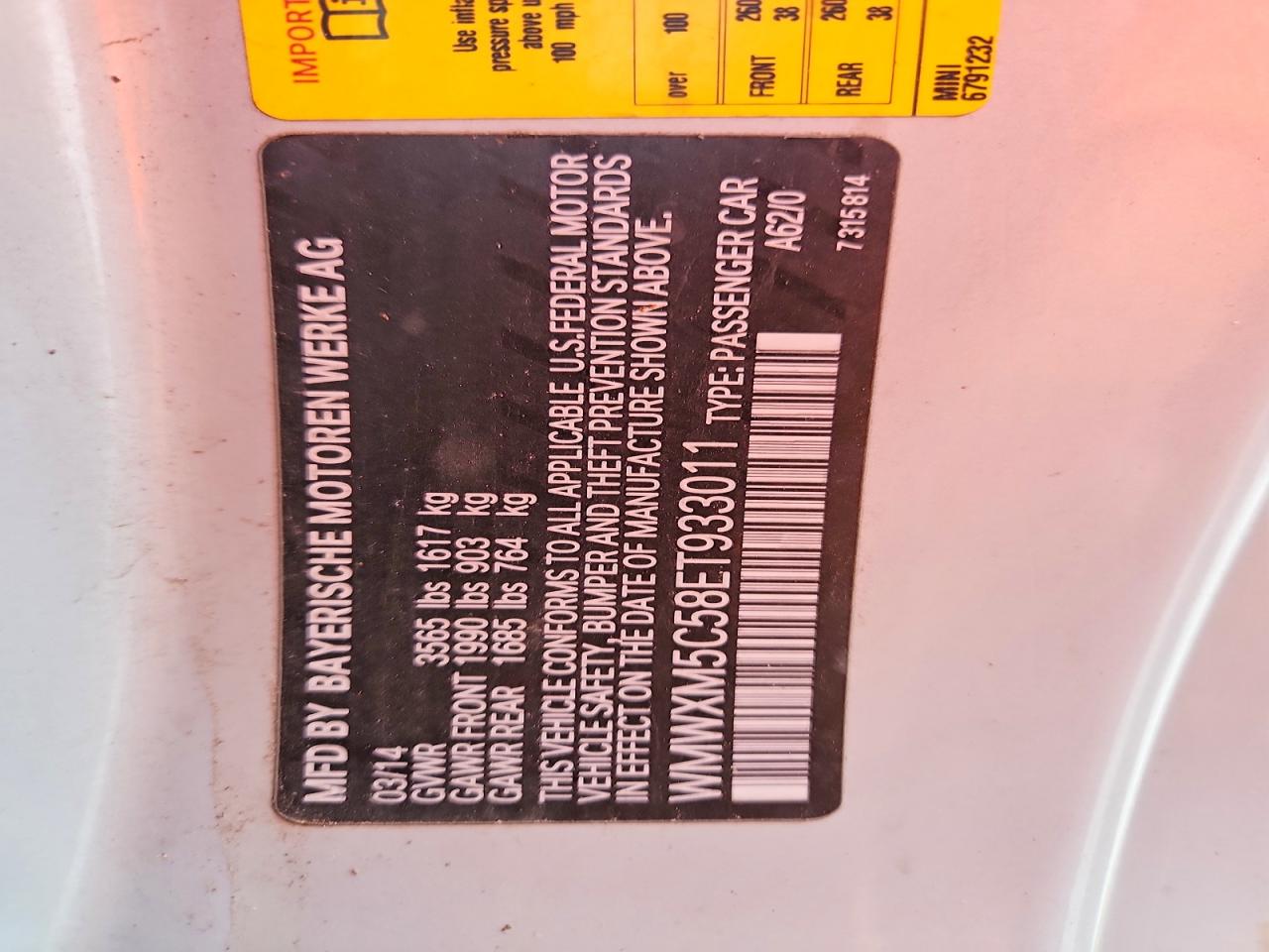 2014 Mini Cooper Silver vin: WMWXM5C58ET933011