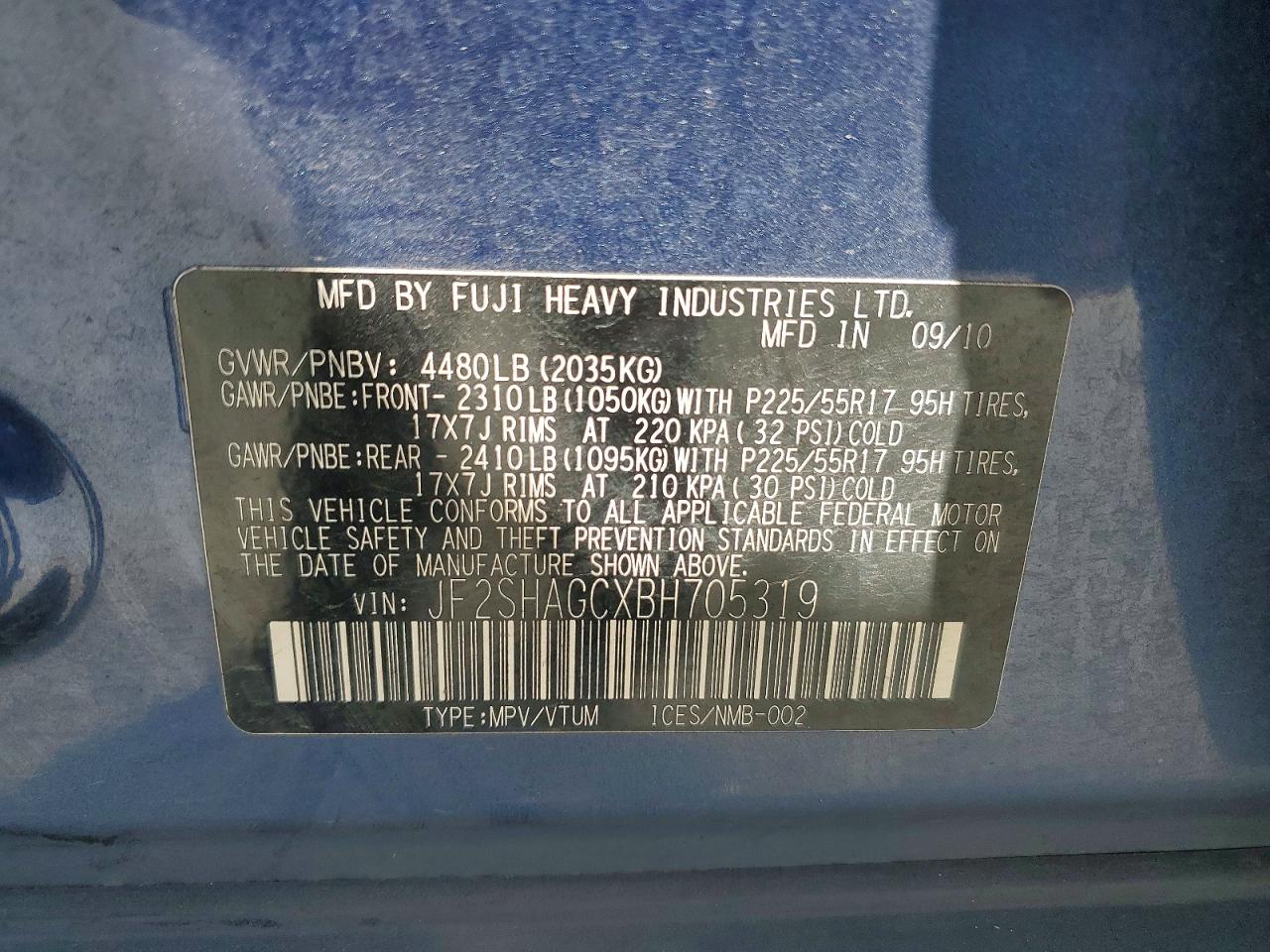 2011 Subaru Forester Touring Синий vin: JF2SHAGCXBH705319