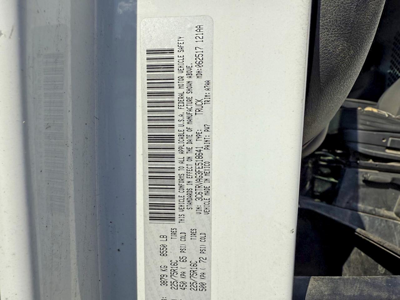 2015 Ram Promaster 1500 1500 Standard White vin: 3C6TRVAG3FE518641