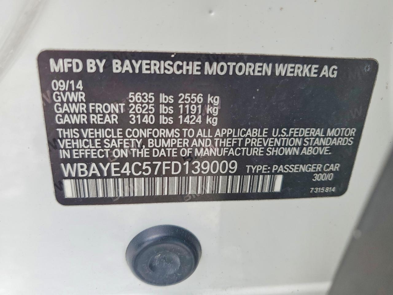 2015 Bmw 740 Li Gray vin: WBAYE4C57FD139009