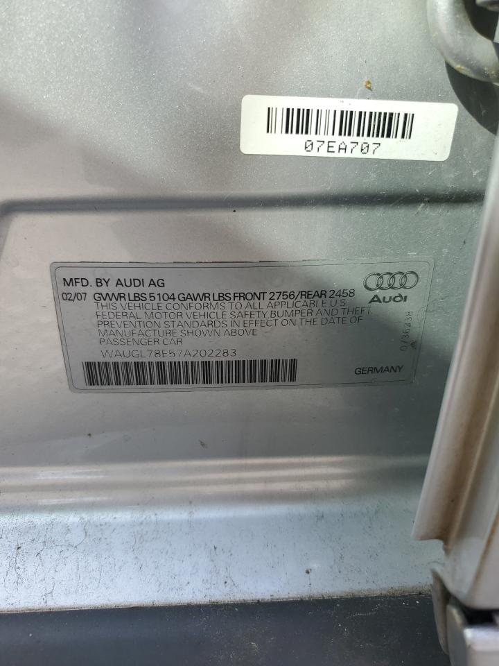 2007 Audi New S4 Quattro   Серебряный vin: WAUGL78E57A202283