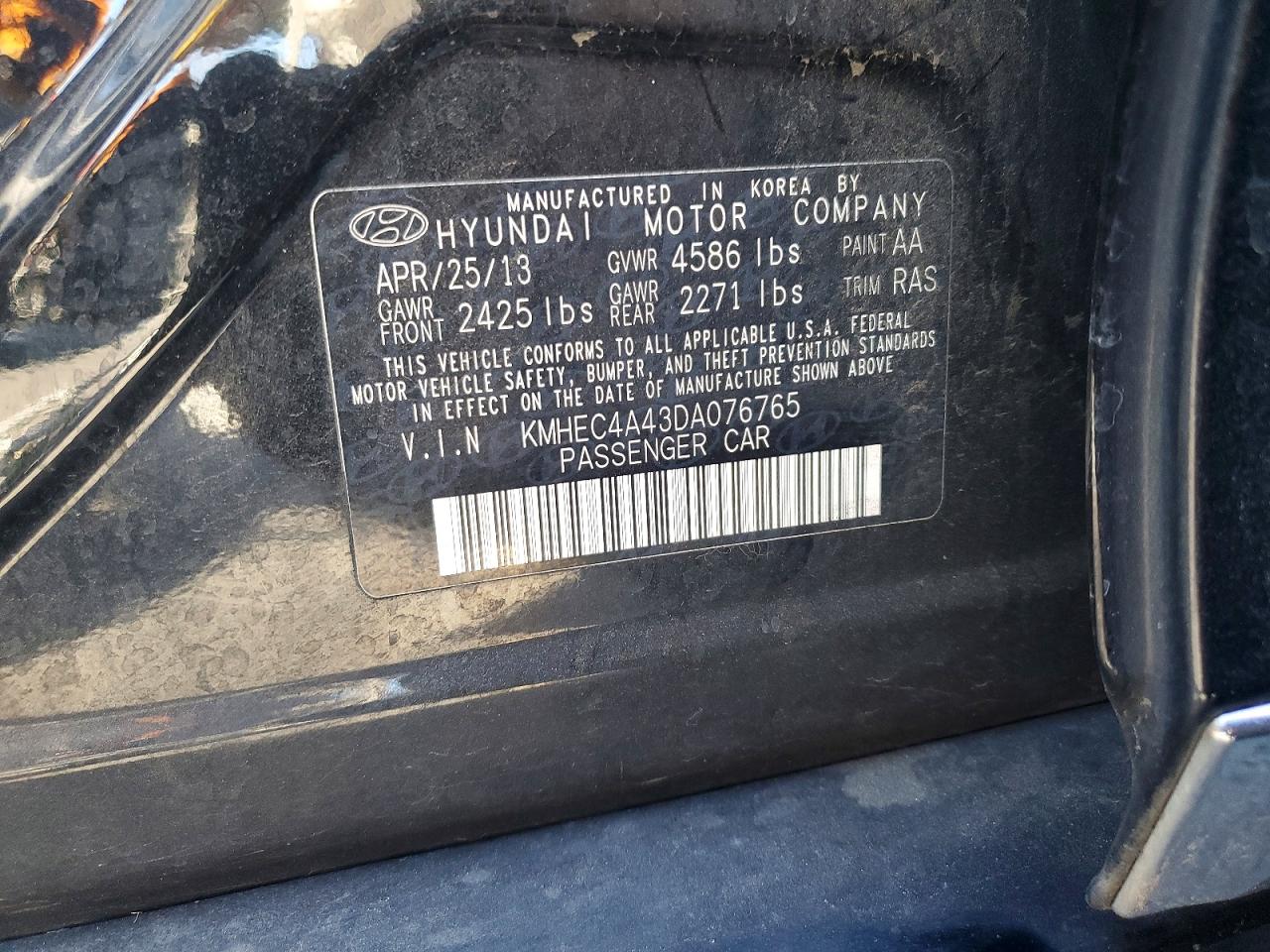 2013 Hyundai Sonata Hybrid Black vin: KMHEC4A43DA076765